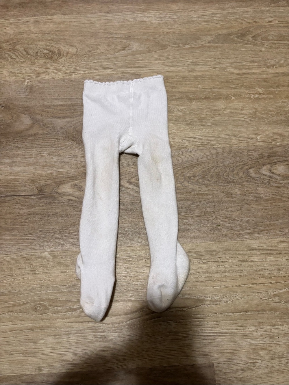 Organic cotton no label White Ribbed Tight with Scalloped Waist